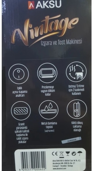 Aksu Vintage Mini Tost Makinesi