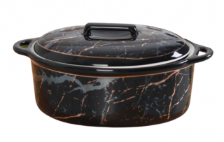 Acar Vanessa Porselen Mermer Desen Oval Tencere 20 cm