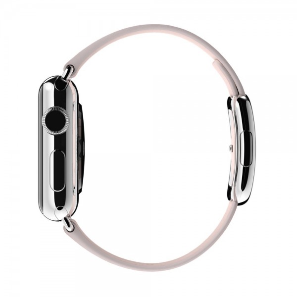 Apple Watch (38 mm) Paslanmaz Çelik Kasa ve Modern Tokalı Açık Pembe Kayış (Medium) Akıllı Saat