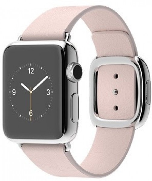 Apple Watch (38 mm) Paslanmaz Çelik Kasa ve Modern Tokalı Açık Pembe Kayış (Medium) Akıllı Saat