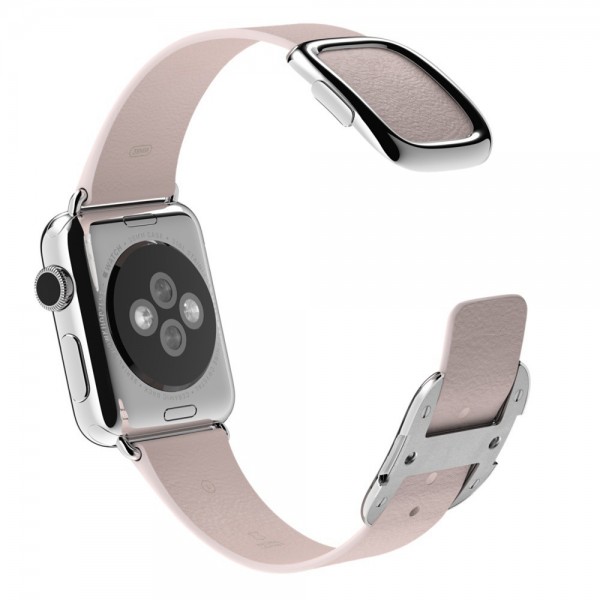 Apple Watch (38 mm) Paslanmaz Çelik Kasa ve Modern Tokalı Açık Pembe Kayış (Medium) Akıllı Saat