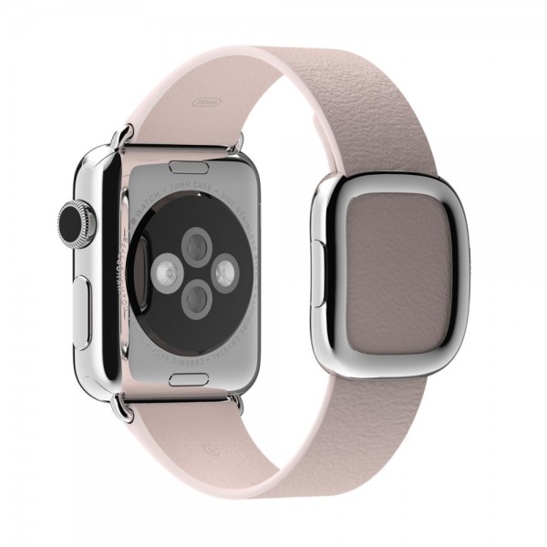 Apple Watch (38 mm) Paslanmaz Çelik Kasa ve Modern Tokalı Açık Pembe Kayış (Medium) Akıllı Saat