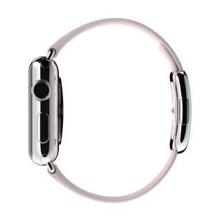Apple Watch (38 mm) Paslanmaz Çelik Kasa ve Modern Tokalı Açık Pembe Kayış (Medium) Akıllı Saat