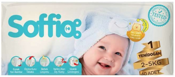 Soffio 1 Beden 40 Adet Bebek Bezi