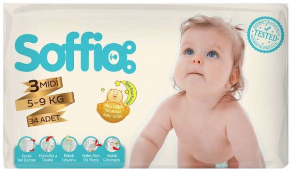 Soffio 3 Beden 34 Adet Bebek Bezi
