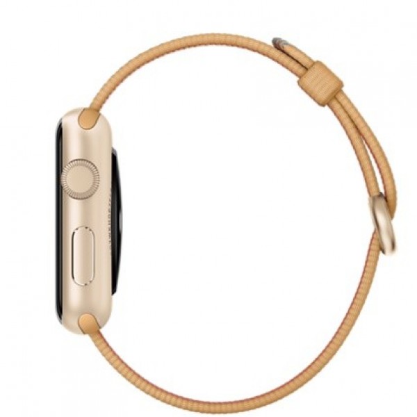 Apple Watch Sport (42 mm) Altın Rengi Alüminyum Kasa ve Naylon Örme Kırmızı/Altın Kordon Akıllı Saat