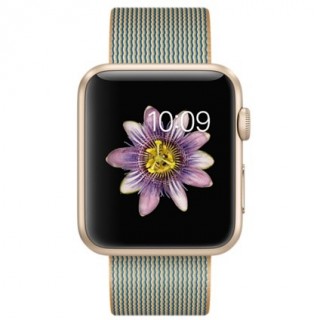 Apple Watch Sport (42 mm) Altın Rengi Alüminyum Kasa ve Naylon Örme Kırmızı/Altın Kordon Akıllı Saat