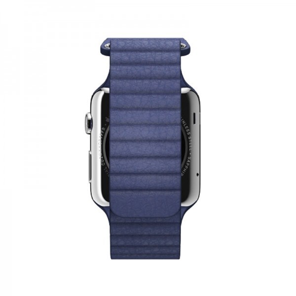 Apple Watch (42 mm) Paslanmaz Çelik Kasa ve Parlak Mavi Deri Loop Akıllı Saat