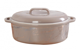 Acar Vanessa Porselen Mermer Desen Oval Tencere 15 cm