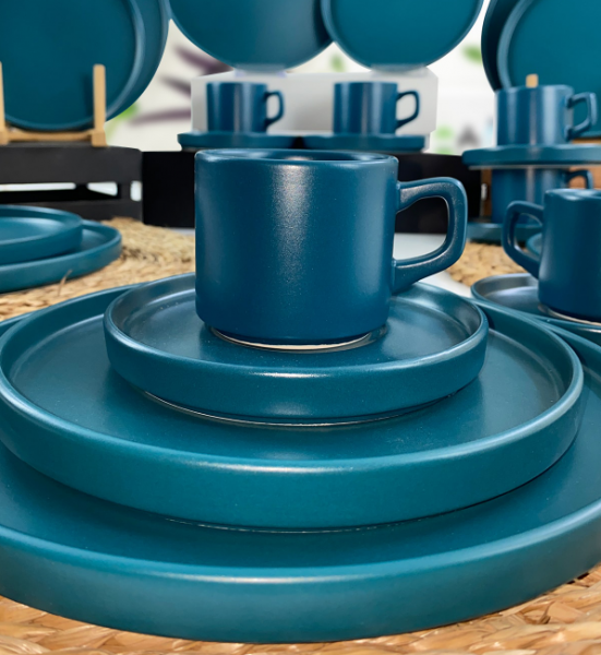 Keramika Stackable Petrol Mavisi 24 Parça Kahvaltı Takımı