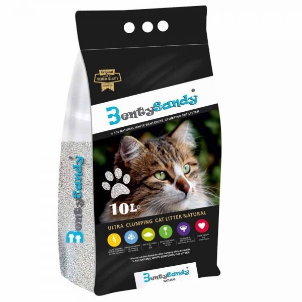 Benty Sandy İnce Taneli Naturel Doğal Kokusuz 10 lt Kedi Kumu