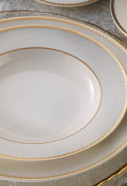 Kütahya Porselen Bone Kalipso Gold 62 Parça Yemek Takımı