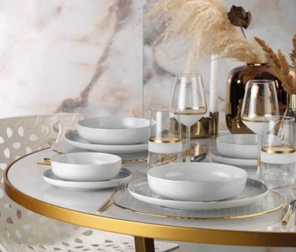 Kütahya Porselen Mood Gold 24 Parça Yemek Takımı
