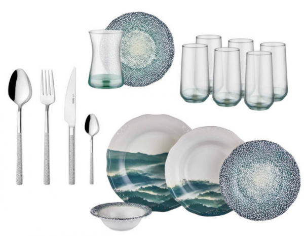 Neva Mentol Tuval N2942 66 Parça Yemek Takımı