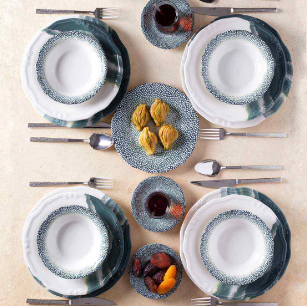 Neva Mentol Tuval N2942 66 Parça Yemek Takımı