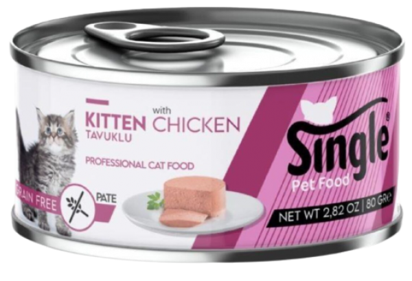 Single Pate Tavuklu Tahılsız Yavru 80 gr Kedi Maması