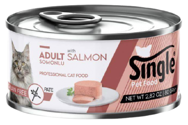 Single Pate Somonlu Tahılsız Yetişkin 80 gr Kedi Maması