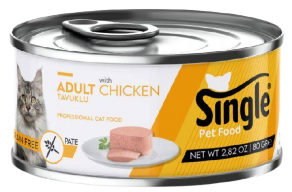 Single Pate Tavuk Etli Tahılsız Yetişkin 80 gr Kedi Maması