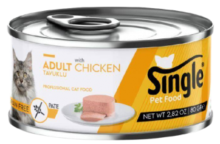 Single Pate Tavuk Etli Tahılsız Yetişkin 80 gr Kedi Maması