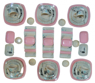Keramika Retro Açık Pembe 46 Parça Kahvaltı Takımı