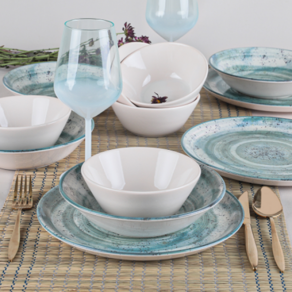 Keramika Splash Blue 18 Parça Yemek Takımı