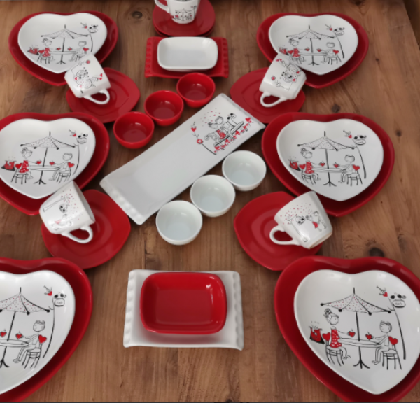 Keramika Kalp Peri Masalı 35 Parça Kahvaltı Takımı