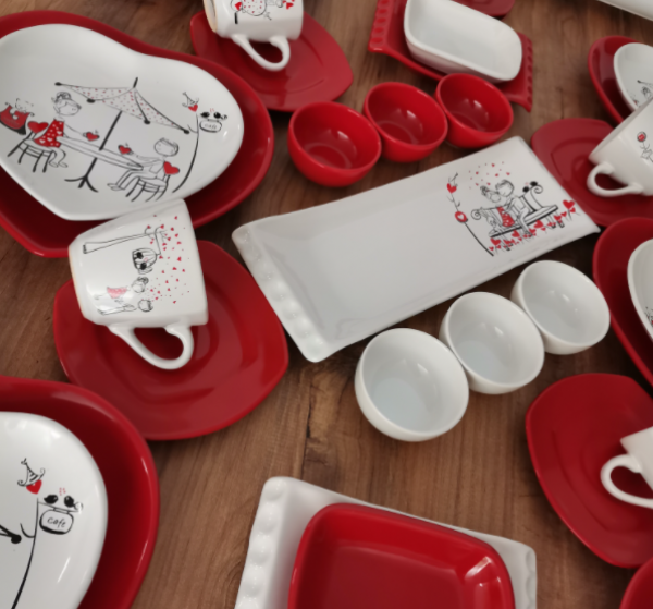Keramika Kalp Peri Masalı 35 Parça Kahvaltı Takımı