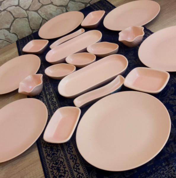 Keramika Mat Pembe 19 Parça Kahvaltı Takımı
