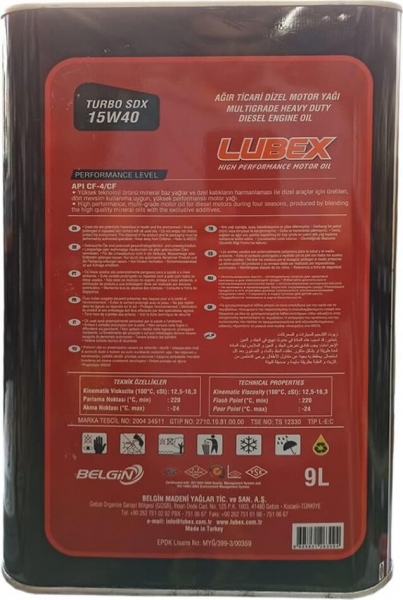 Lubex Turbo SDX 15W-40 Motor Yağı (9 litre)