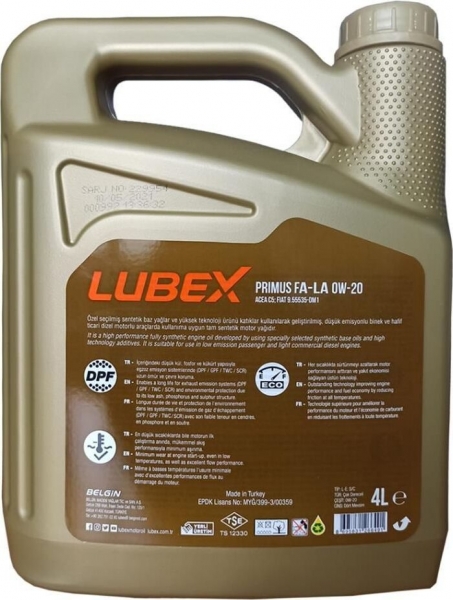 Lubex Primus FA-LA 0W-20 Motor Yağı (4 litre)