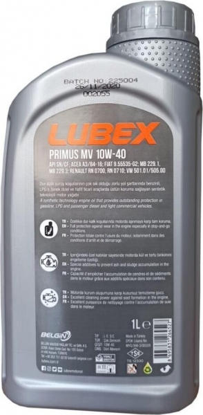 Lubex Primus MV 10W-40 Motor Yağı (1 litre)