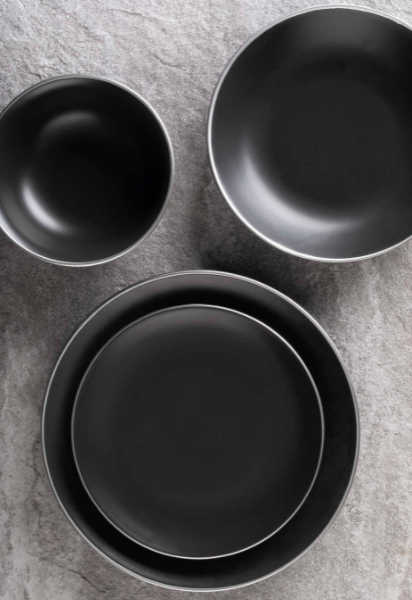 Aryıldız Saten Black Silver 24 Parça Yemek Takımı
