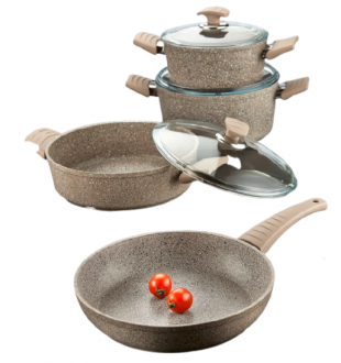 Remetta Soft Kulp Granit 7 Parça Tencere ve Tava Seti