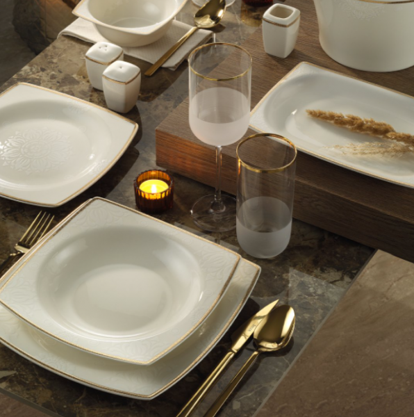 Kütahya Porselen Bone Mare 10743 62 Parça Yemek Takımı