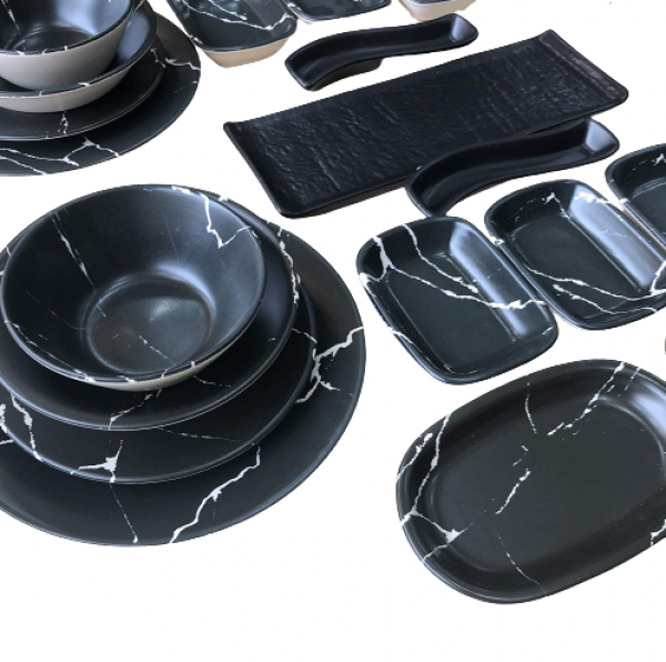 Keramika Siyah Mermer 37 Parça Yemek Takımı (37 Parça)