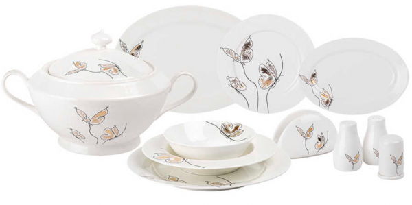 Tantitoni New Bone China Butterfly 60 Parça Yemek Takımı