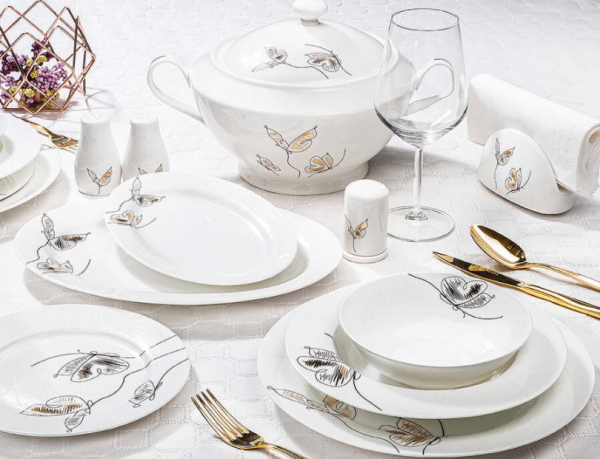 Tantitoni New Bone China Butterfly 60 Parça Yemek Takımı