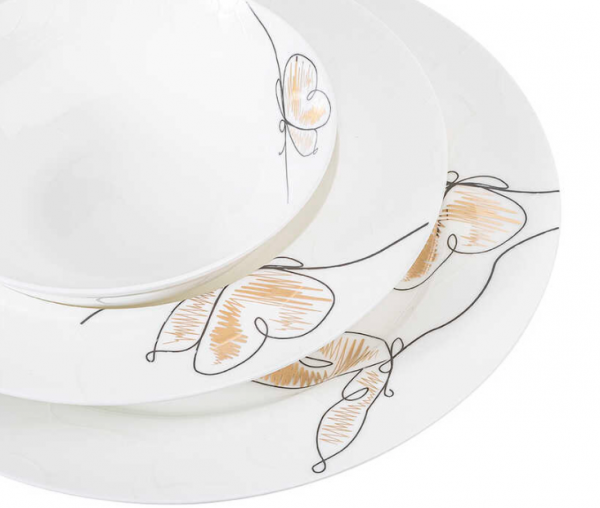 Tantitoni New Bone China Butterfly 60 Parça Yemek Takımı