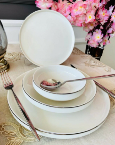 Pink&More Modern Platin 24 Parça Yemek Takımı