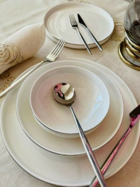 Pink&More Modern Platin 24 Parça Yemek Takımı