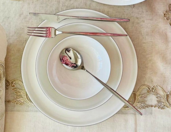 Pink&More Modern Platin 24 Parça Yemek Takımı