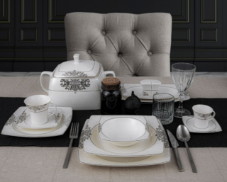 Güral Porselen Caroline 8405921 85 Parça Yemek Takımı