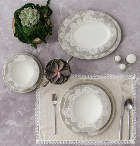 Güral Porselen Yuvarlak Bone 8205502 61 Parça Yemek Takımı