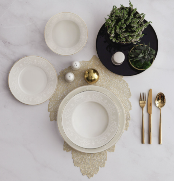 Güral Porselen Yuvarlak Bone 8305176 61 Parça Yemek Takımı