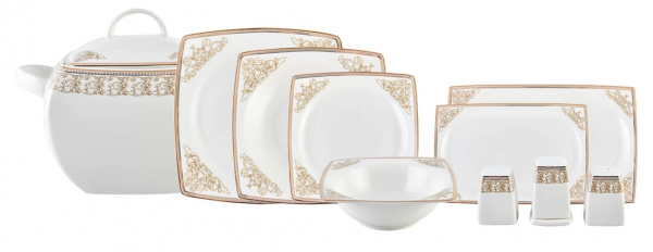 Emsan Fine Bone Masal Gold 61 Parça Yemek Takımı