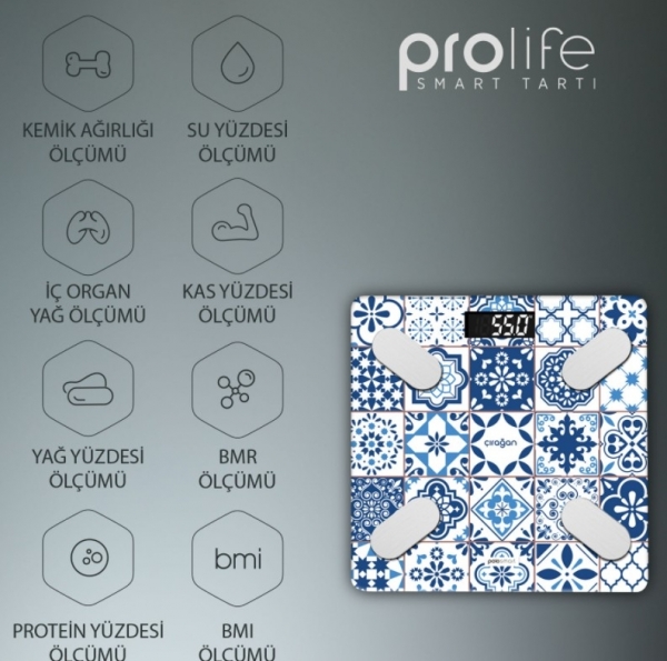Polosmart PSC12 Bodysmart Yağ Ölçer Akıllı Bluetooth Baskül Çırağan Dijital Banyo Tartısı