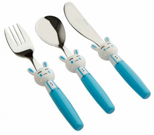 Porland Mini Rabbit Mavi 3 Parça Çatal Kaşık Bıçak Takımı