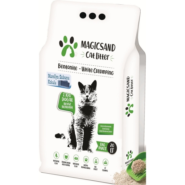 Magicsand Litter Marsilya Sabun Kokulu Kalın Taneli 20 lt Kedi Kumu