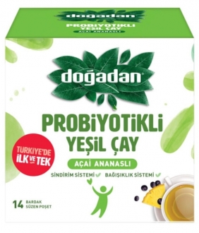 Doğadan Probiyotikli  Açai Ananaslı Yeşil Çay Bardak Poşet 14 Adet