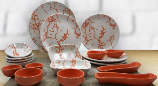 Arna Porselen Orange Marble 19 Parça Kahvaltı Takımı